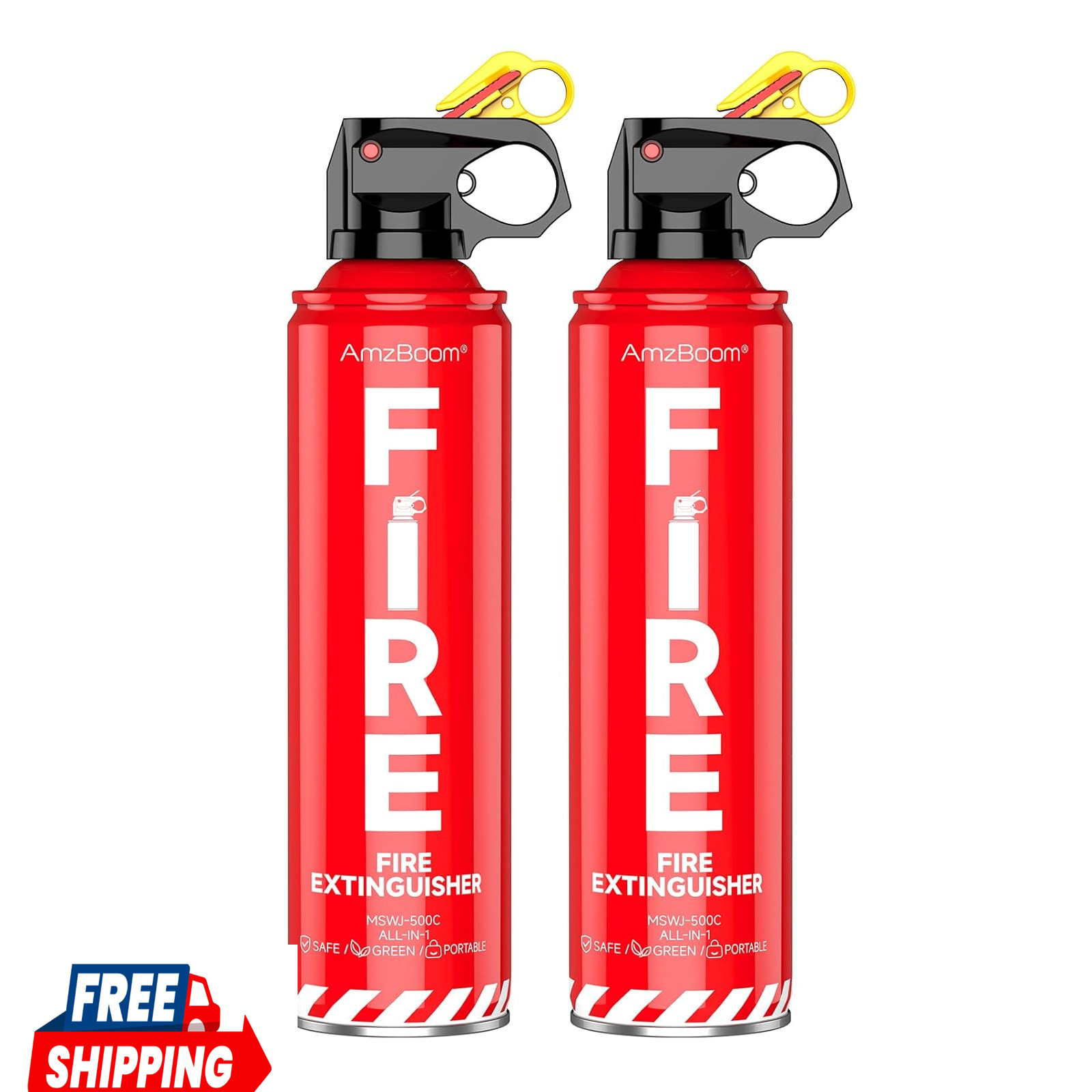 AmzBoom 2-Pack Fire Extinguisher for Home, Kitchen, Car, and Grill with Mounting