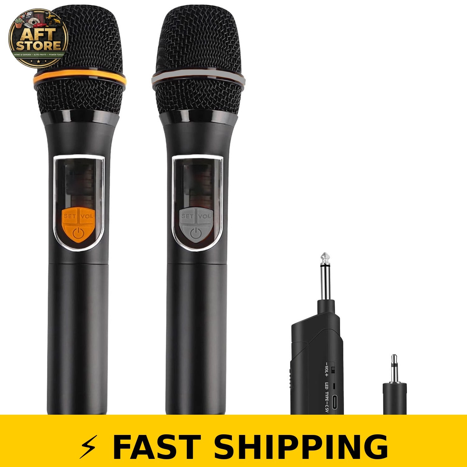 Dammyty Wireless Microphone - Rechargeable Dual Handheld Mic