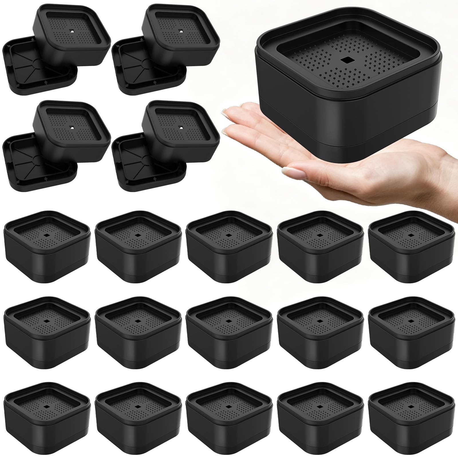 20 Packs Adjustable Furniture Risers,1.38" Lift Height Square Bed Desk Chair ...