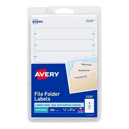 Removable File Folder 2/3x3-7/16in labels White 252/PK - 1EA