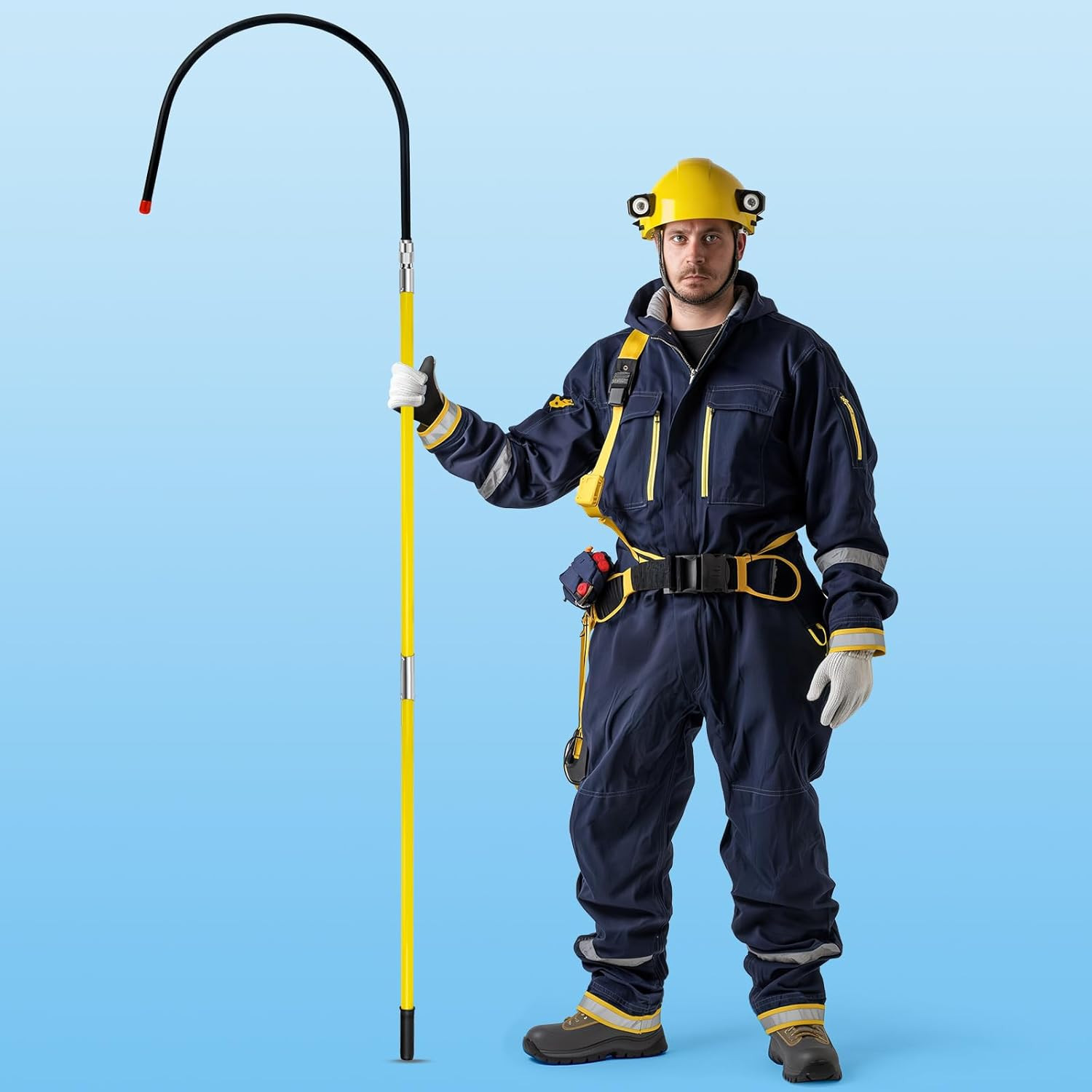 High Voltage Insulated Rescue Hook, 7.6ft Telescopic, Anti-Electrocution