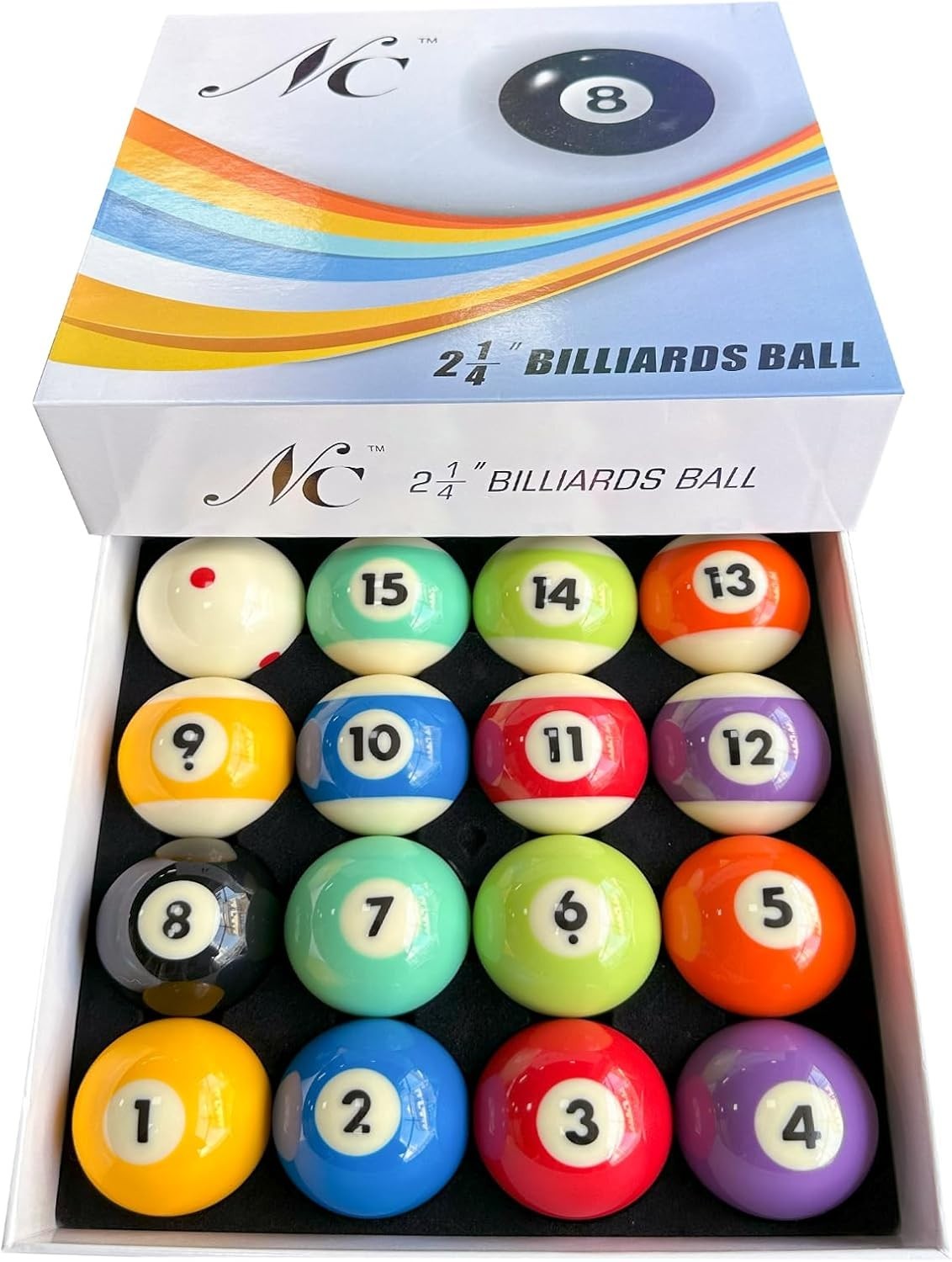Deluxe 2-1/4 in Regulation Billiard Pool Balls Set | 16 Resin Replacement Balls