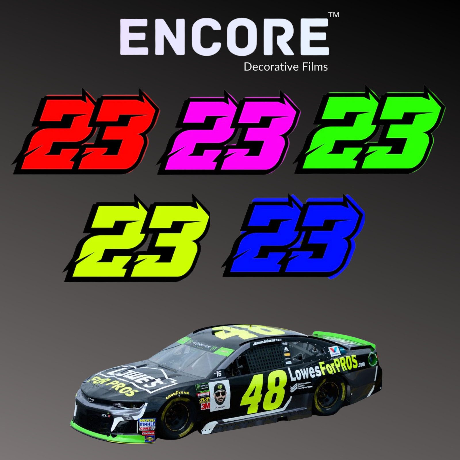 Encore® Fluorescent Adhesive Vinyl for Race Cars/Decals/Letters & Numbers