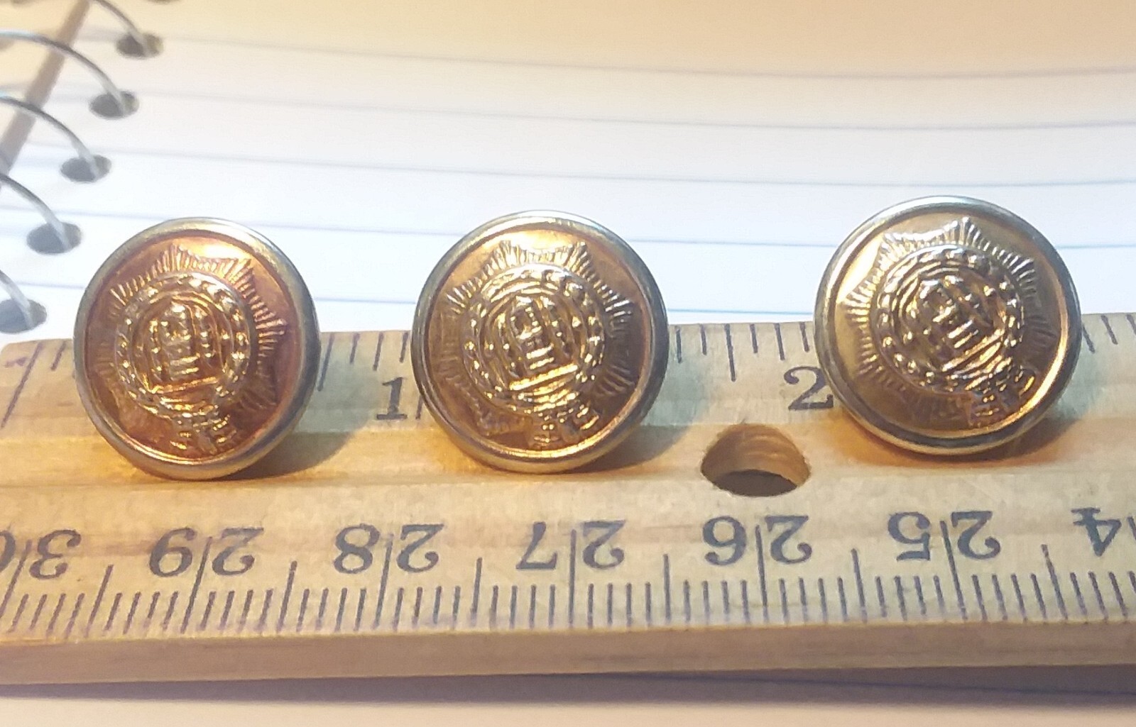 3 x Metal Military Cuff Sized Buttons