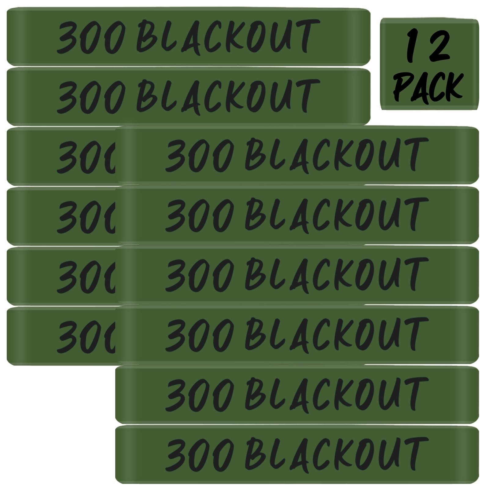 12 Pack Magsaddle .300 Blackout Magazine Marking Bands OD Green-Black-12Pack