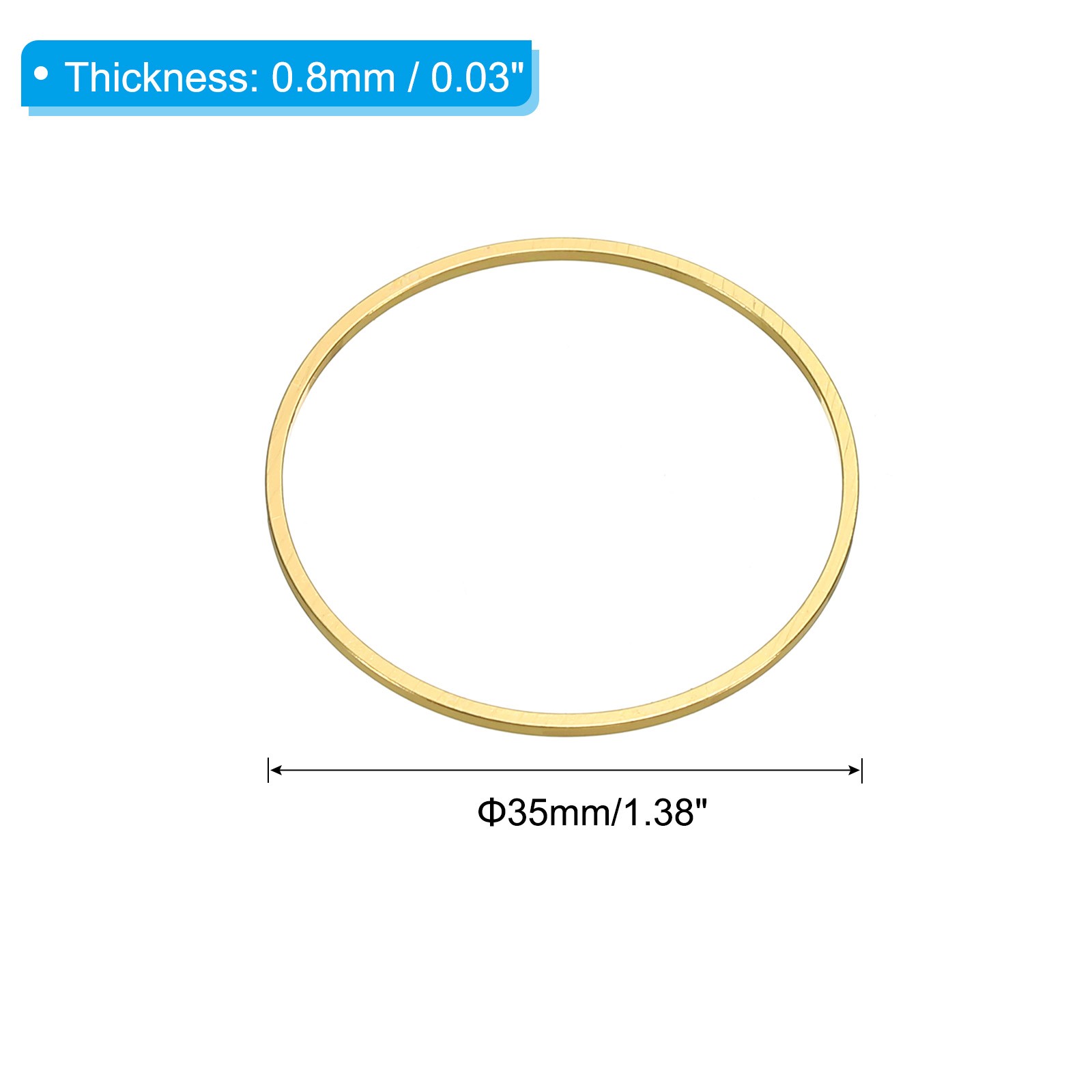 30pcs Earrings Beading Hoop 1.3" Dia Round Finding Ring Pendant Golden Tone