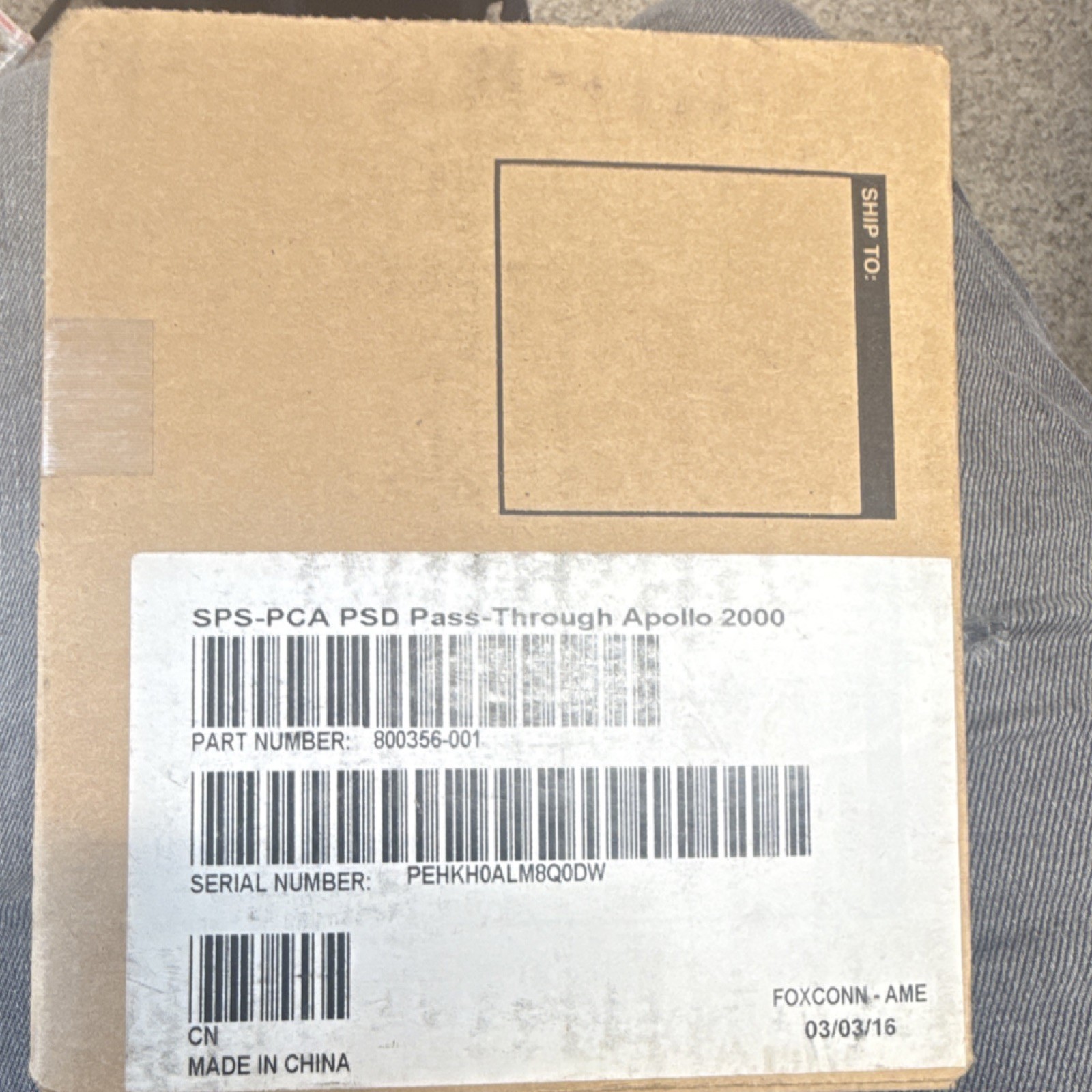 Genuine HPE HP 800356-001 Apollo 2000 PSD Pass-Through PCA Board New OEM