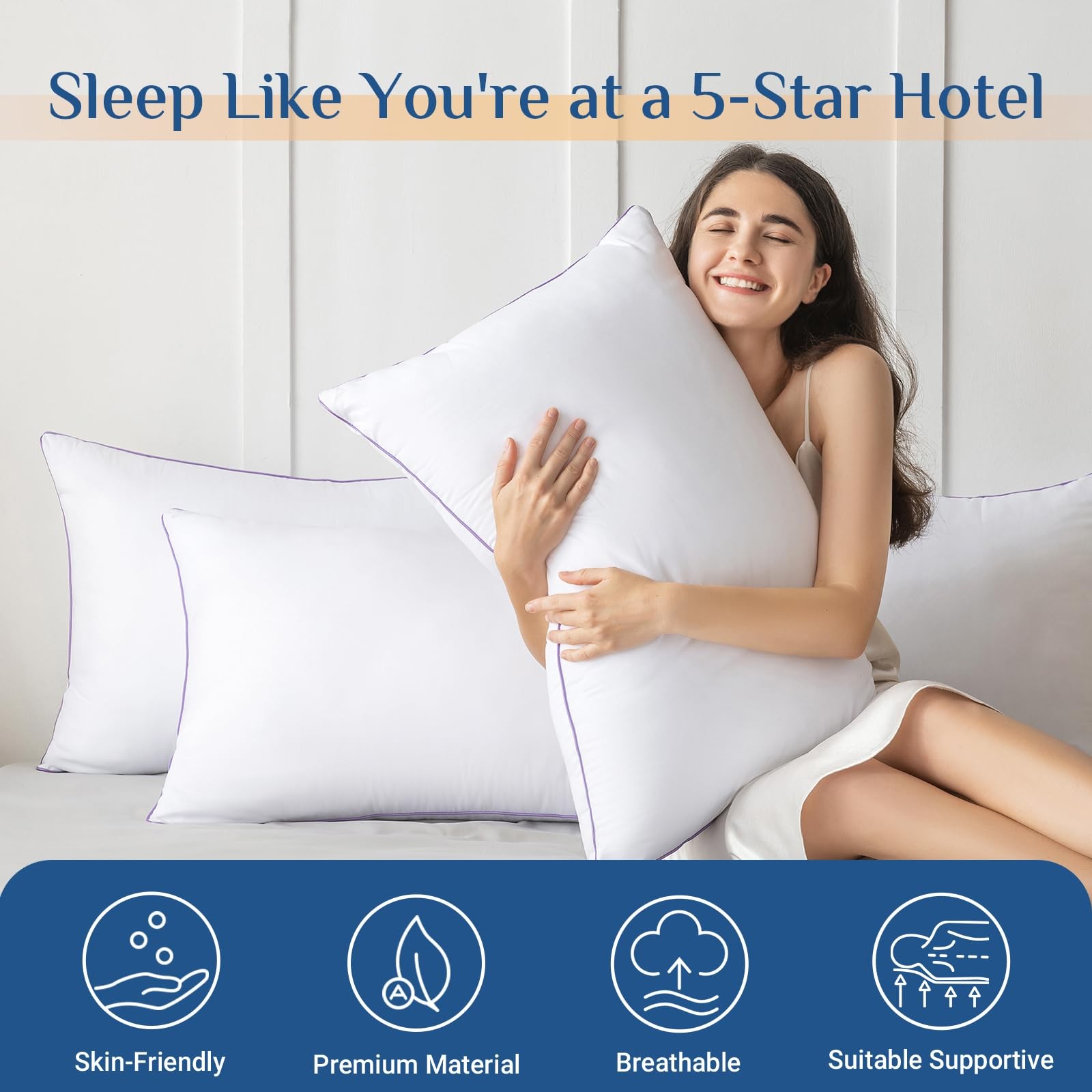 Hotel Quality Queen Pillows, 2 Pack Super Soft, Medium Support