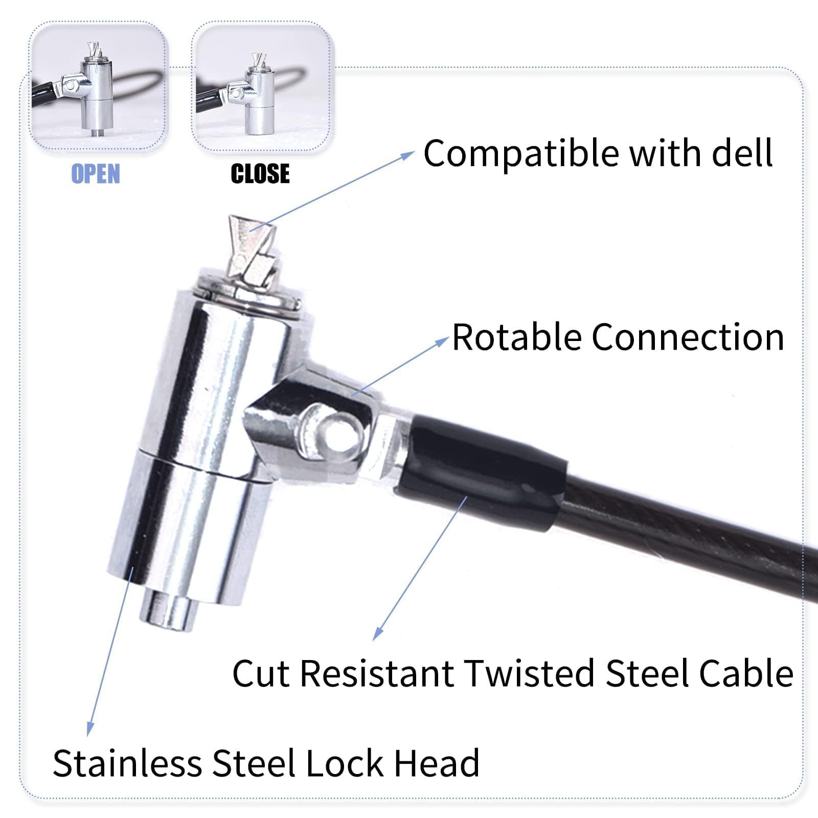 Laptop Cable Lock Hardware Security Cable Lock Anti Theft 6.7FT Cable Lock Co...