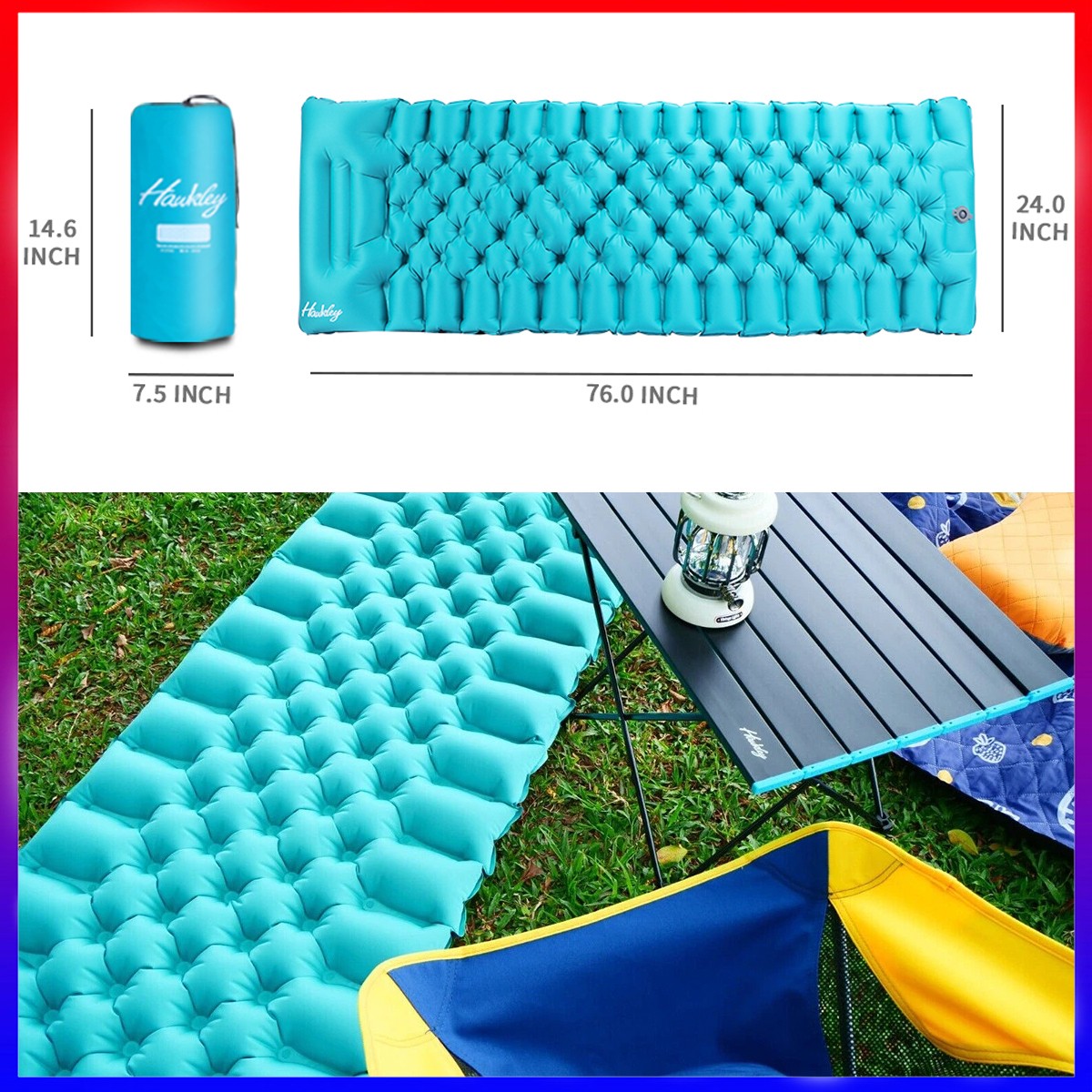 Camping Sleeping Pad Self-Inflating Mattress w/ Pillow Air Mat Outdoor Portable