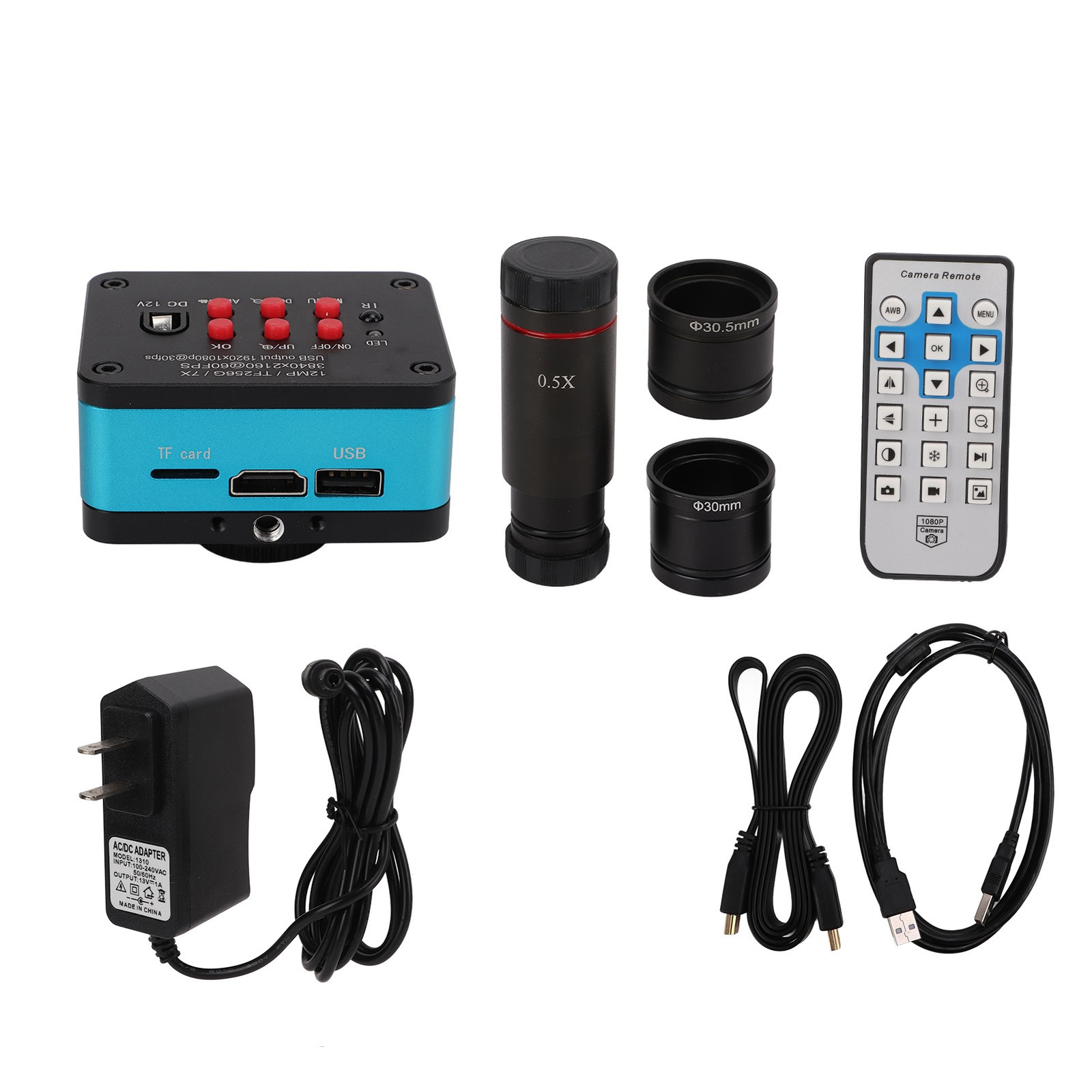 4K 12MP 60FPS Industrial Microscope Camera With 0.5X Lens