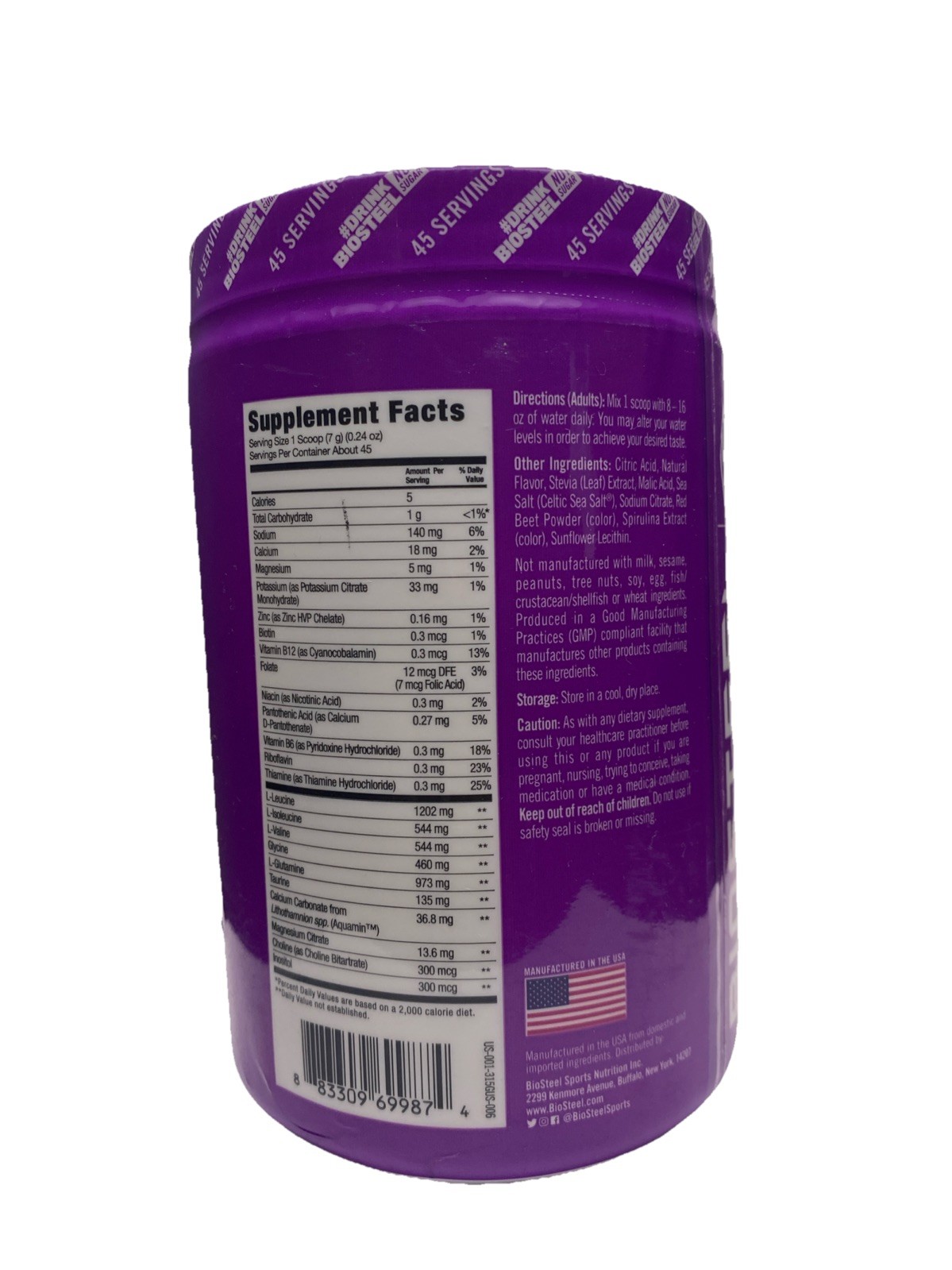 Biosteel Hydration Mix Essential Electrolytes Grape 45 Servs NSF Certified