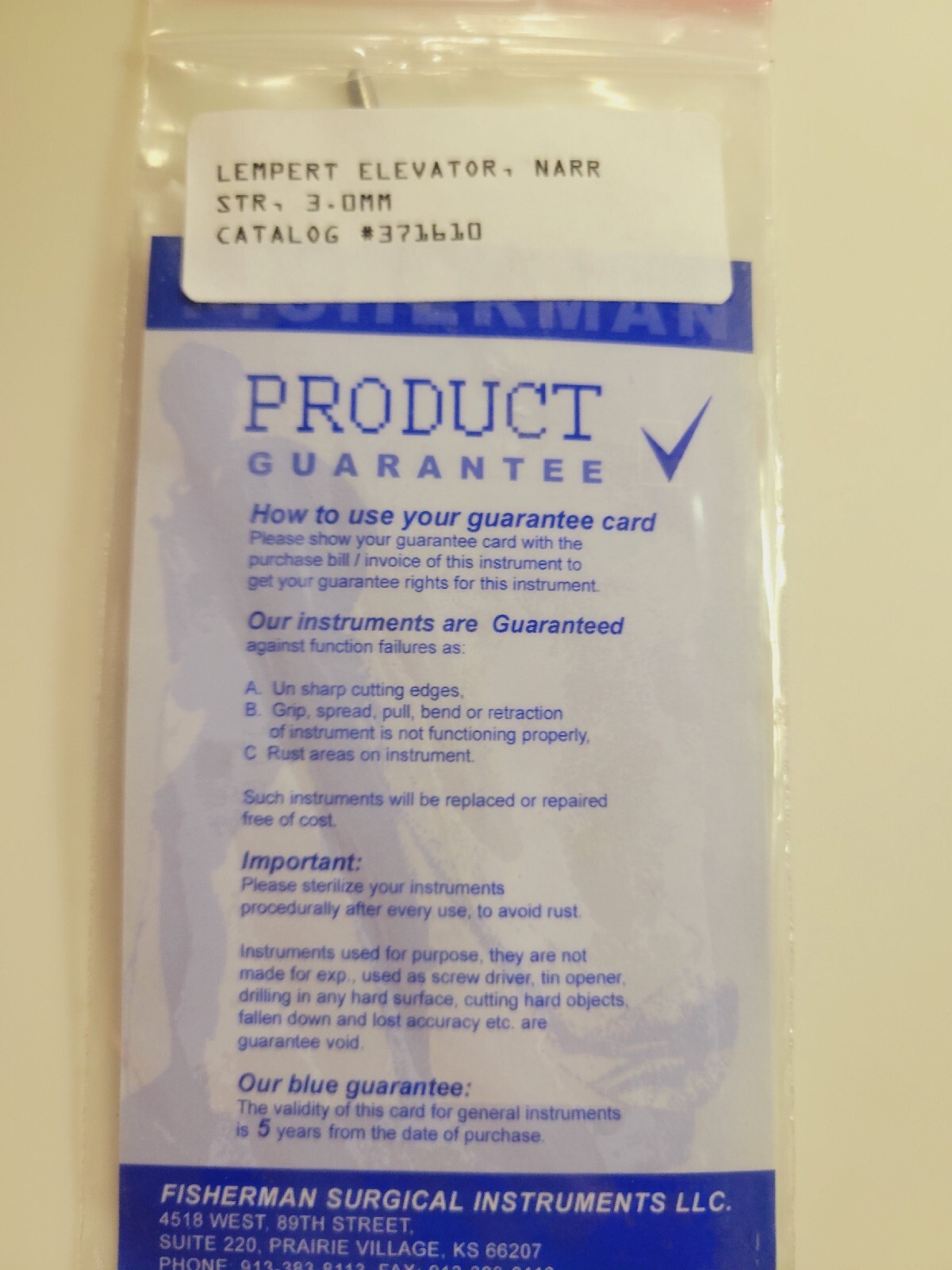 New Lempert Elevator, 3.0 MM NARR FISHERMAN GERMANY