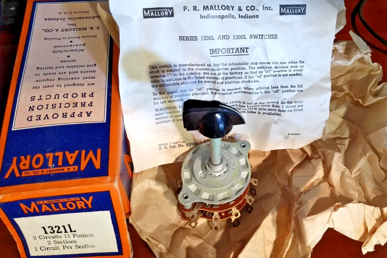 NOS Mallory 1321L Series 1200L & 1300L Rotary Switch Paperwork +Box See Pictures