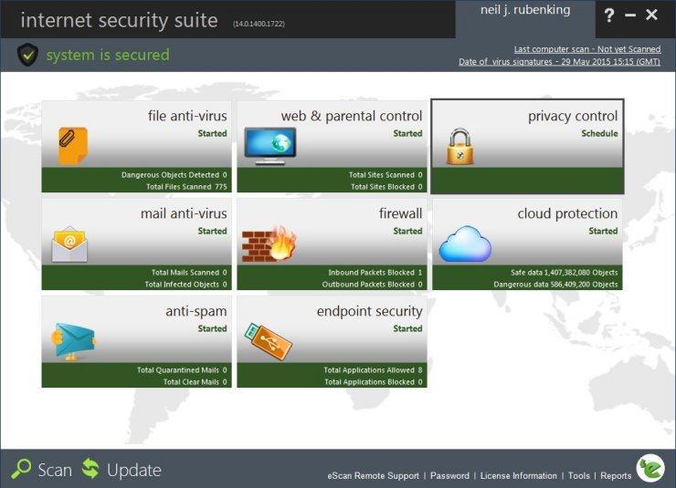 eScan Internet Security Suite with cloud security for 5 PCs (ESD license) 1 Year