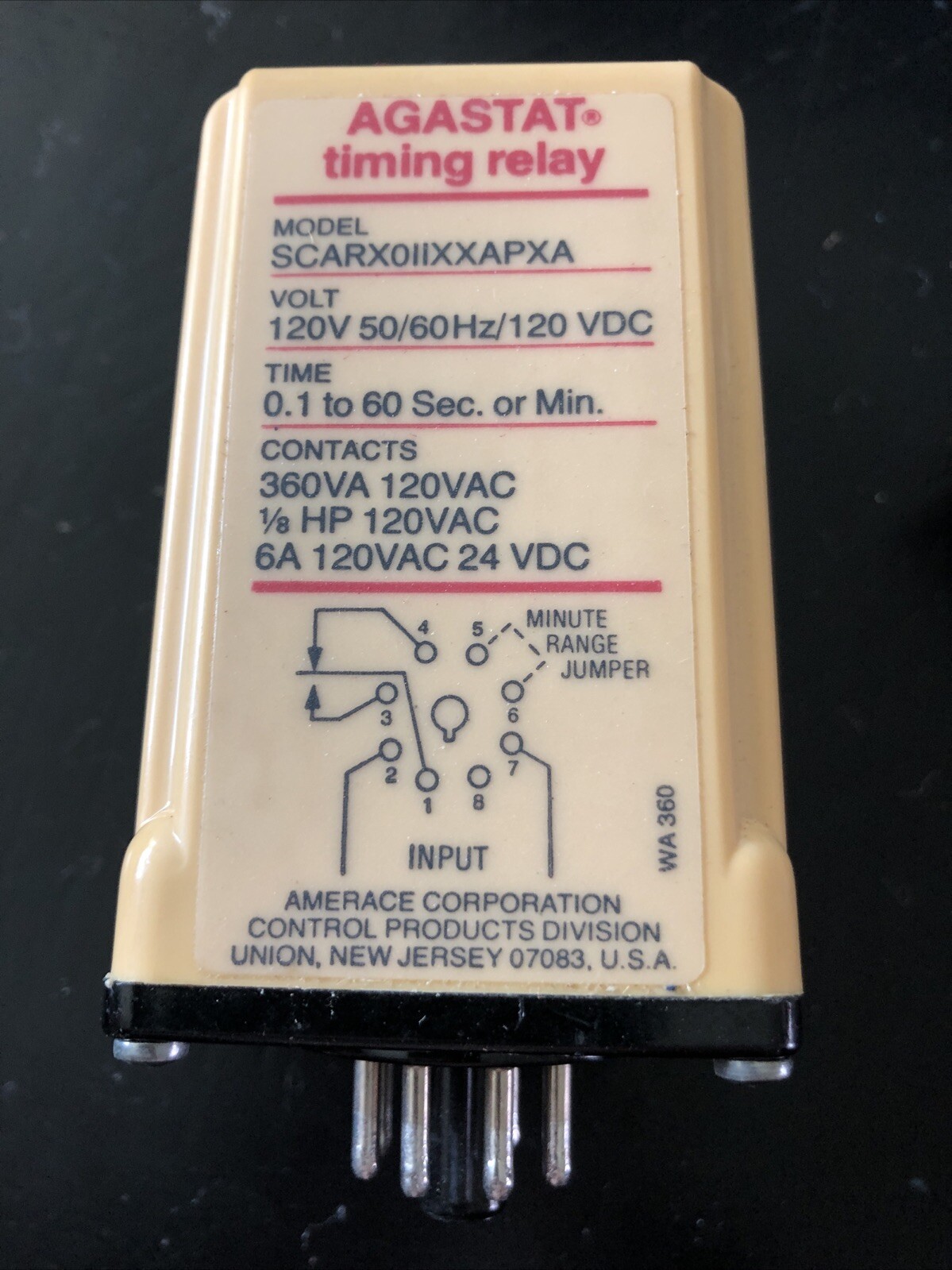 SCARX0IIXXAPXA AGASTAT TIMING RELAY 0.1-60 SEC 120V