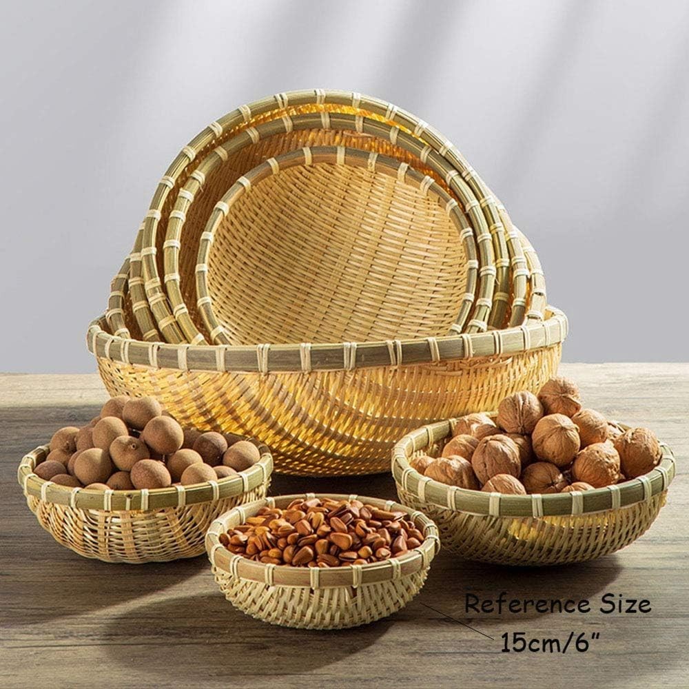 Compact Handcrafted Bamboo Basket - 16cm Palm-Sized for Organizing Essentials