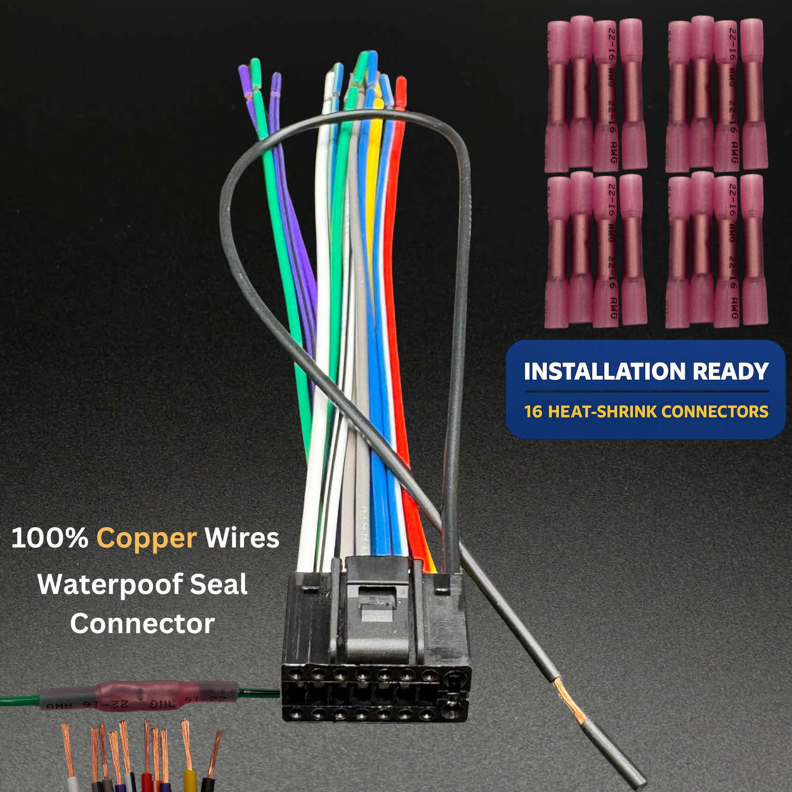 POWER WIRE HARNESS FOR JVC KWV41BT KW-V41BT KIT WITH CONNECTORS