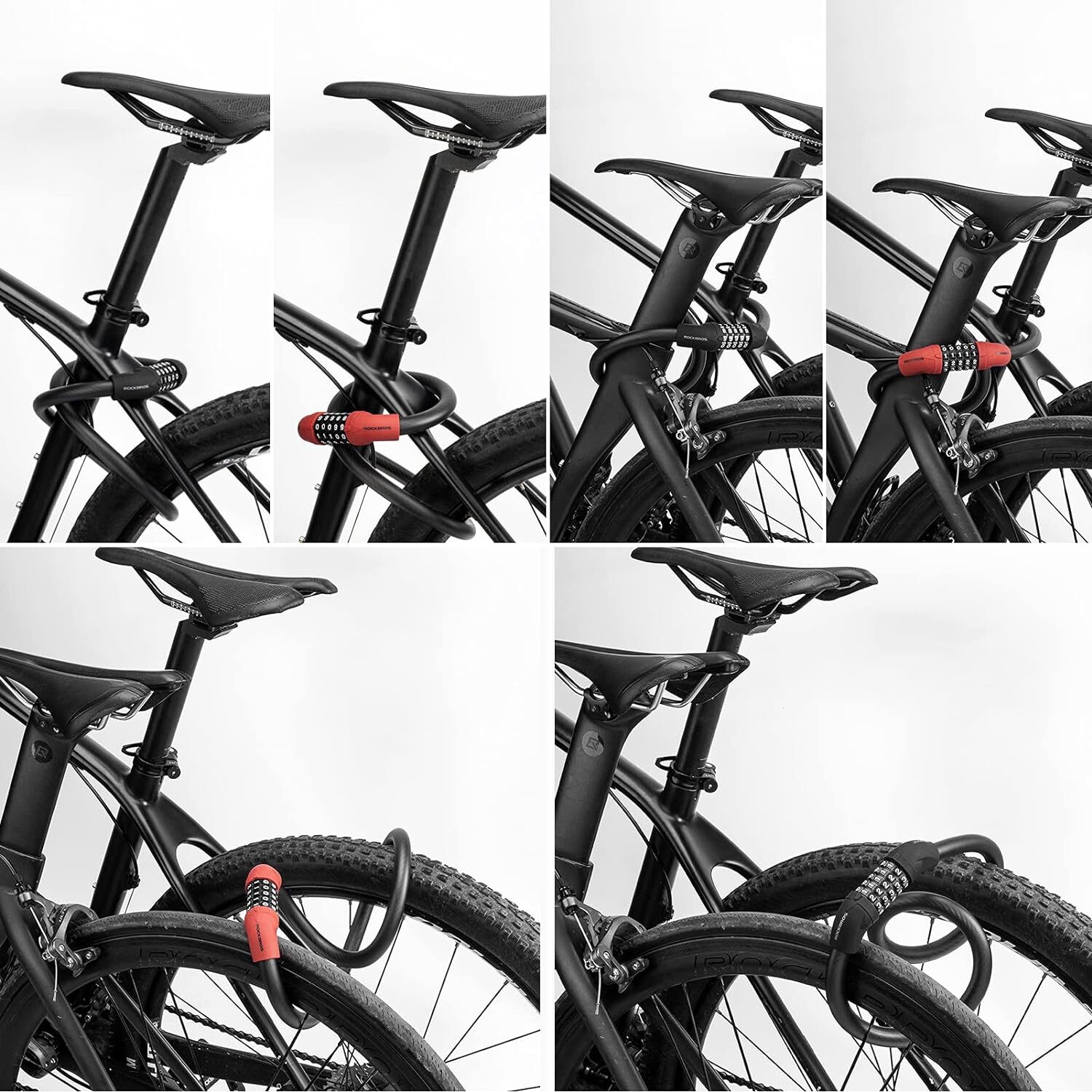ROCKBROS Bike Lock Comination Cable Bicycle Lock Five-digit Code Comination Safe