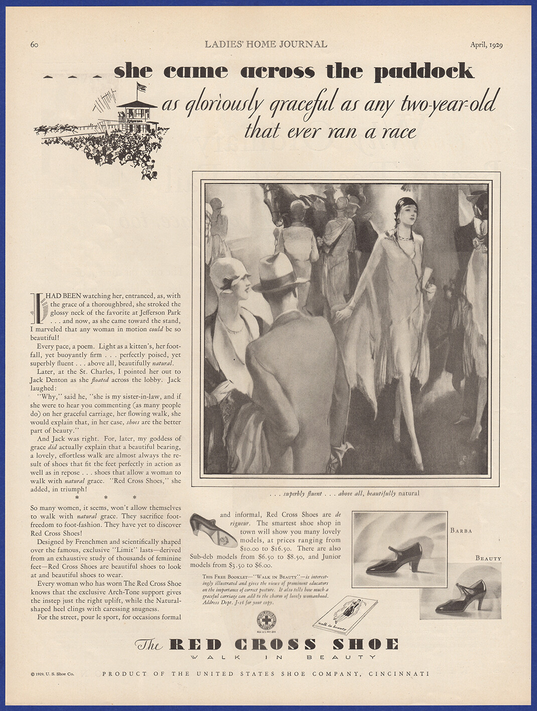 Vintage 1929 RED CROSS SHOE Shoes Women's Fashion Barra Beauty 1920's Print Ad