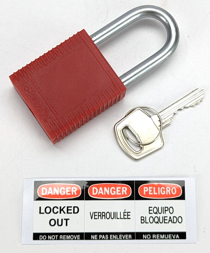 6 NEW BRADY NYLON 1 1/2" SHACKLE PADLOCKS Y573144 CAT# 99552, LOCKOUT, TAGOUT