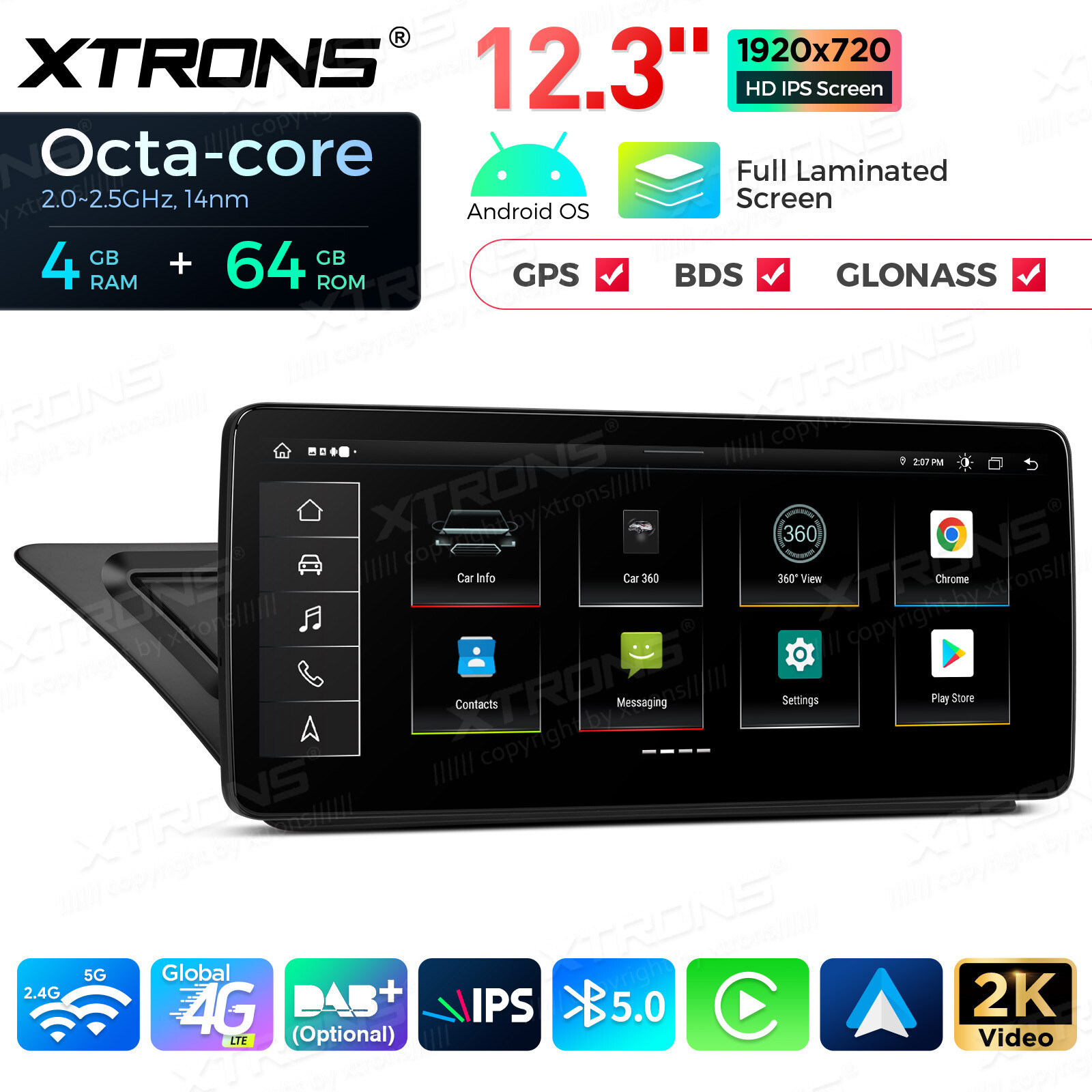 12.3" Screen for Audi A4 A5 Car Stereo Navigation GPS Octa Core Bluetooth 4G 64G