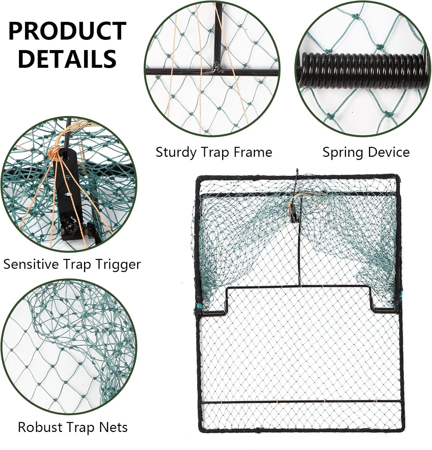 Humane Pigeon Trap,Bird Trap for Quail,Turkey,Net Traps (19.7x23.6 inch)