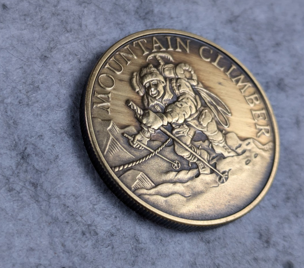 Mountain Climber Mt. Mount Rainier Washington Summit Challenge Token Coin