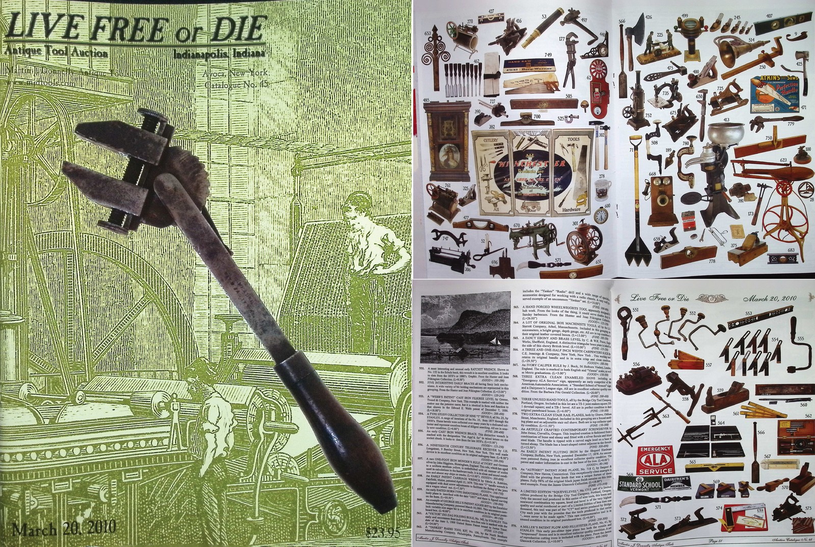 Full Color March, 2010 (IC10) Antique Tool Auction Catalog & Prices Realized