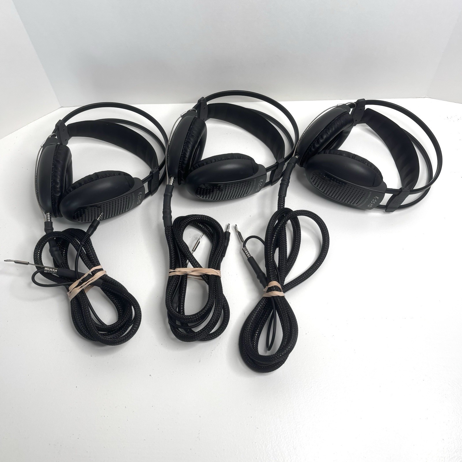 Lot Of 3 - AKG K55HD Stereo Headphones with Anti-Theft Wire Attached