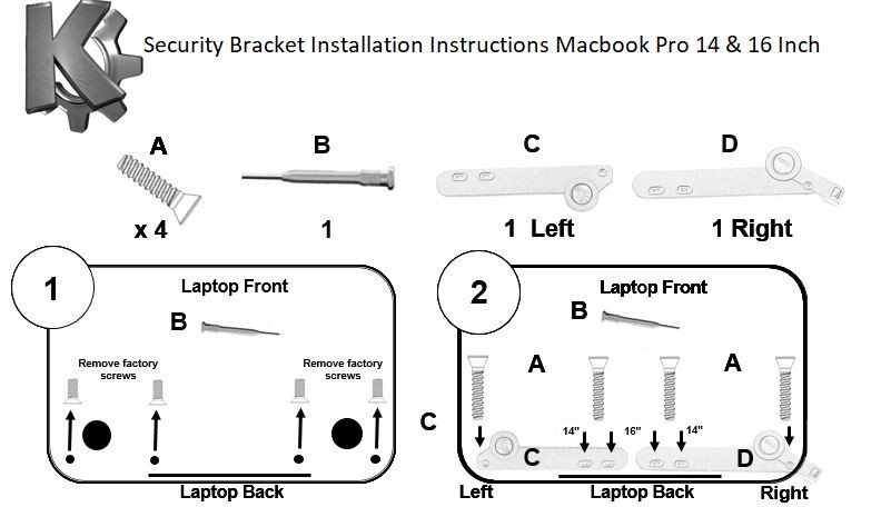 Security Lock Bracket for MacBook Pro 14 and 16 in - NEW - "Bracket Only"