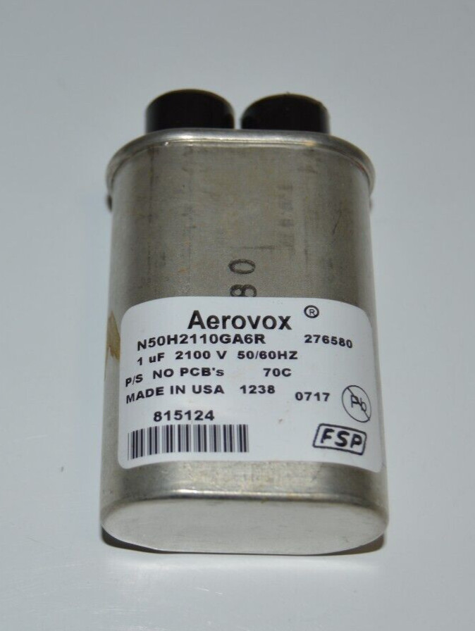 Aerovox N50H2110GA6R HIGH VOLTAGE CAPACITOR 1uf 2100 V 50/60HZ 70C Amana 815124