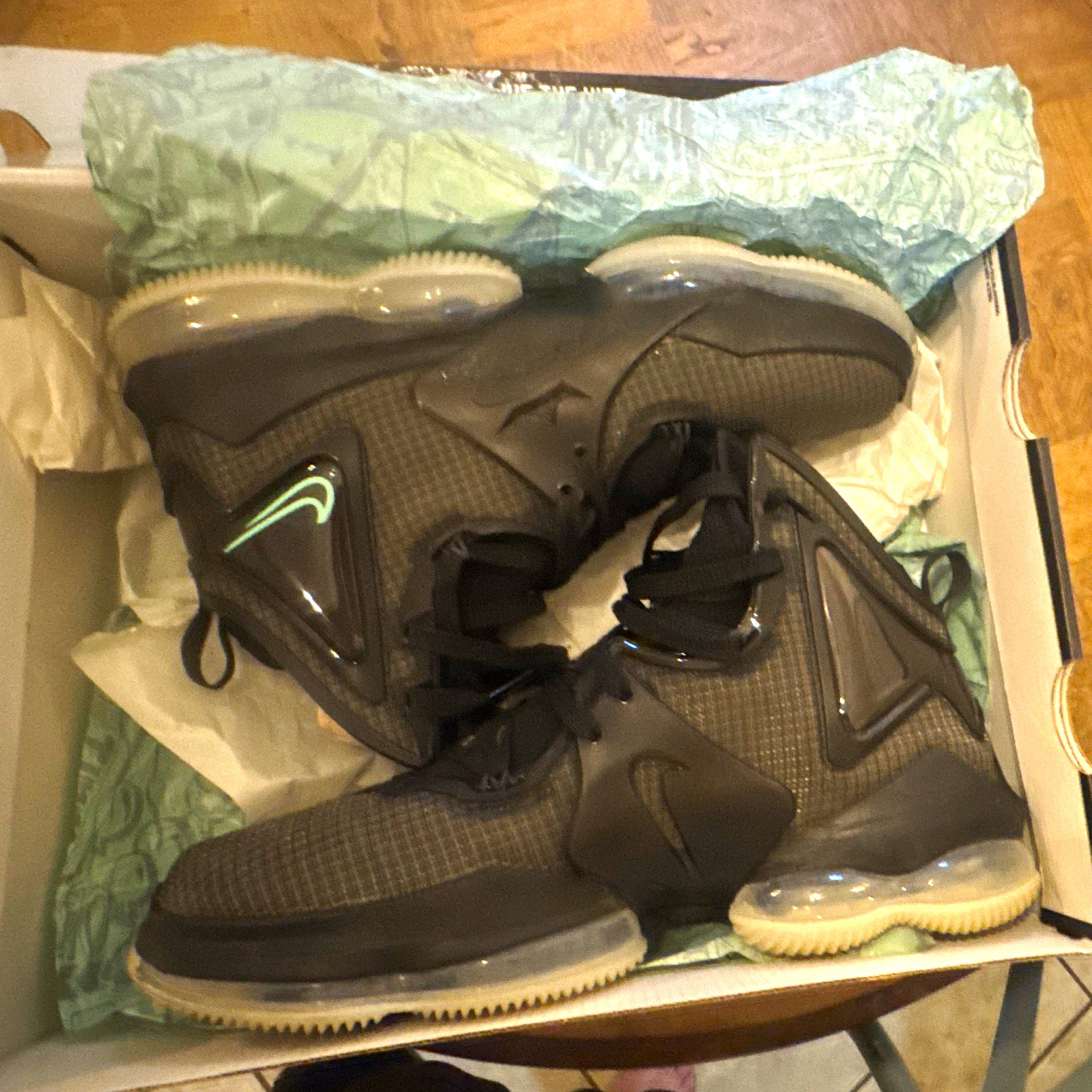 Nike LeBron 19 "Black Green Glow size 12