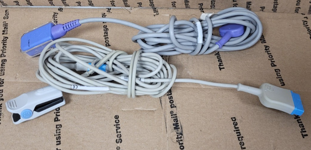 Nellcor DOC-10 SpO2 Oximetry Extension Cable & GE TS-F-D SPO2 (UNTESTED)