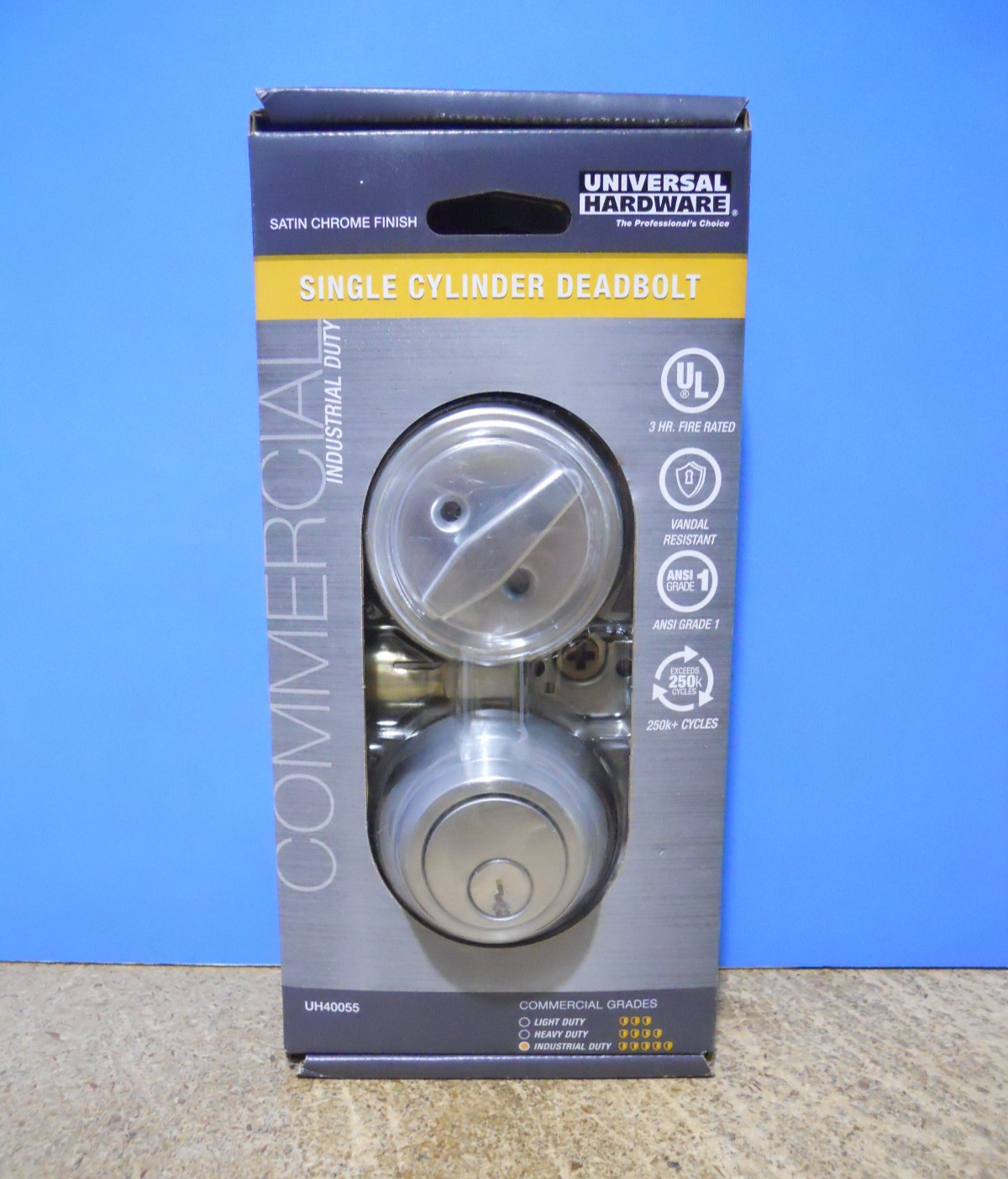 Universal Hardware Industrial Duty Single Cylinder Deadbolt Satin Chrome UH40055