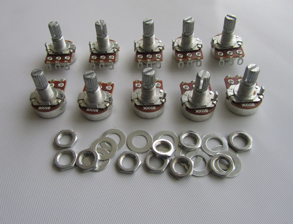10x Linear 500K Electric Guitar Mini Pots Short Split Shaft Potentiometer B500K