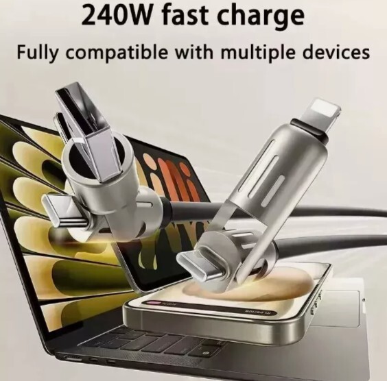 4 in 1 Multi-USB Charging Cable - MAX 240W Fast Charging/With USB A+ Type-C 5ft