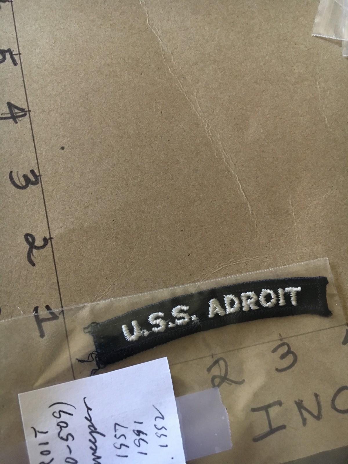 US NAVY SHOULDER STRIP TAB *** rocker *** Patch USS Adroit