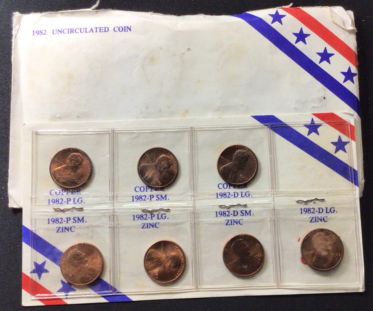 1992 Lincoln Cent 7 Coin Variety Set UNC! ENN Coins