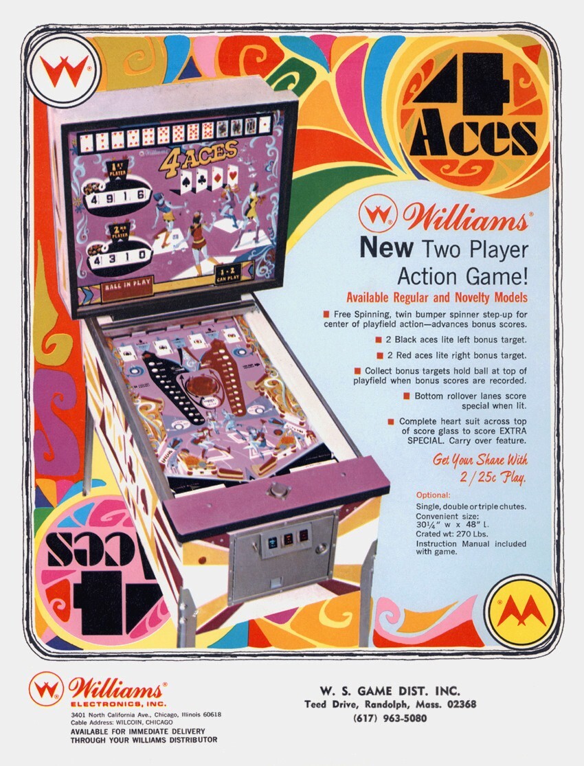 1970 Williams 4 Aces / Four Aces Pinball Machine Rubber Ring Kit
