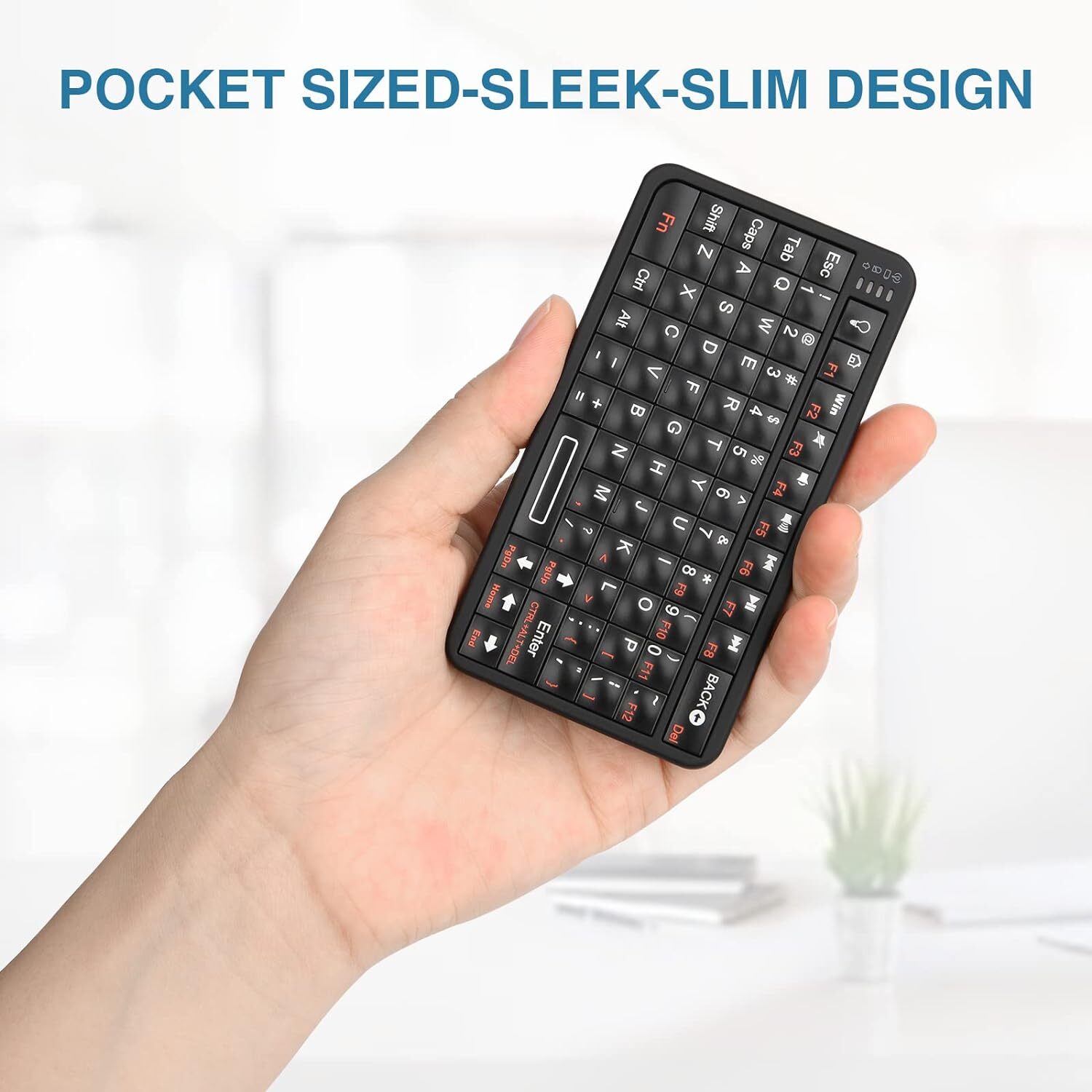 Mini Bluetooth Keyboard Wireless Qwerty 66 Keys Backlit Rechargeable Portable