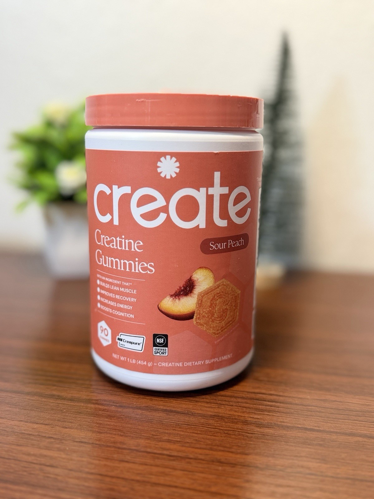 Create Creatine Gummies Sour Peach 90 Ct Creapure NSF Certified Sport Supplement
