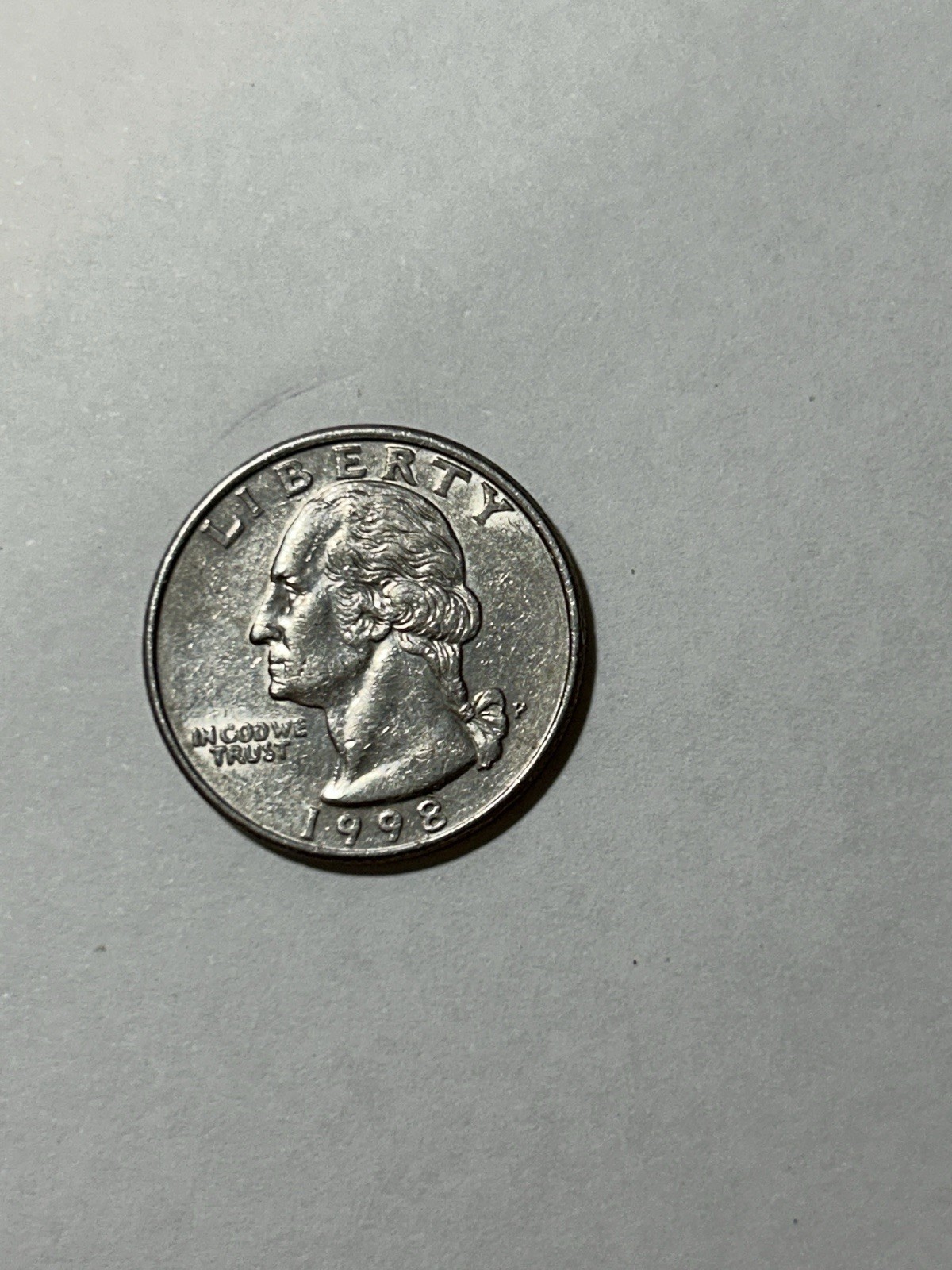 1998 P Washington Quarter. Spiked Head Die Crack