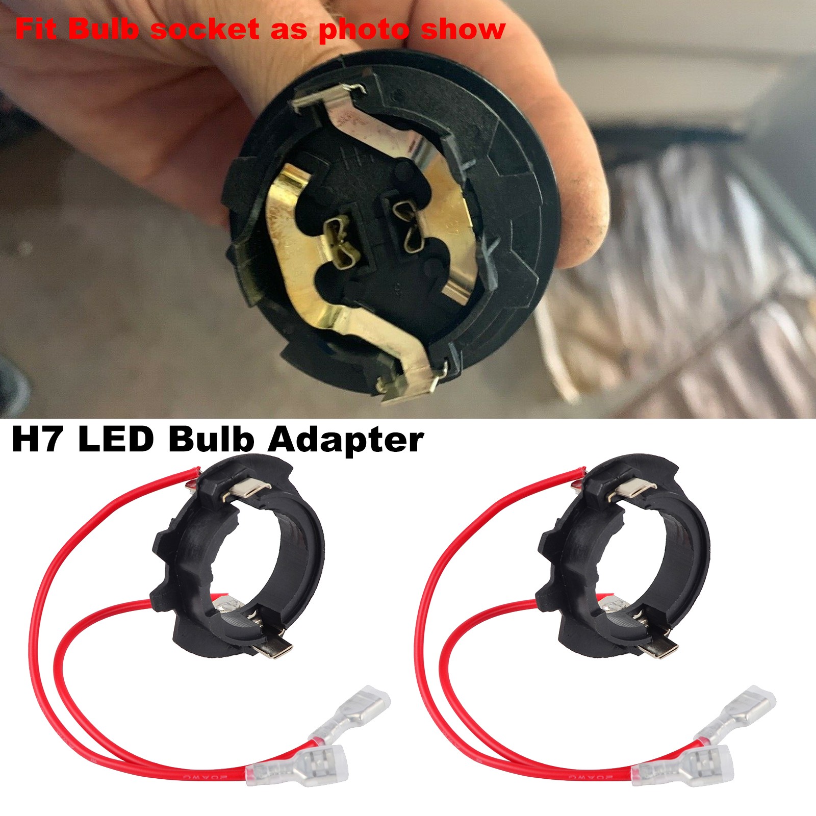 Pair H7 LED Headlight Bulb Base Holder Socket Adapters Retainer Clip Fits For VW