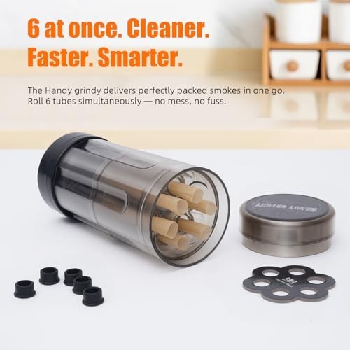 6-in-1 Pre Roll Machine & Grinder for Herbs, Spice & Tea | Cone Loader, Portable