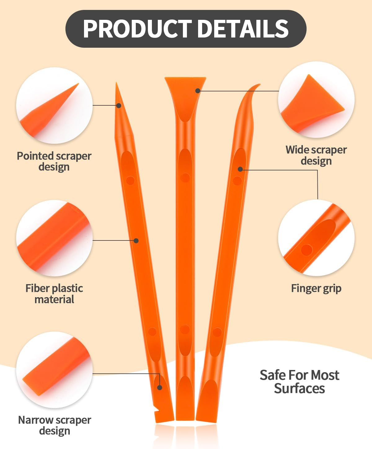 12 PCS Carbon Fiber Plastic Scrapers Tool Non-Scratch Scraper Tool for Tight Sp