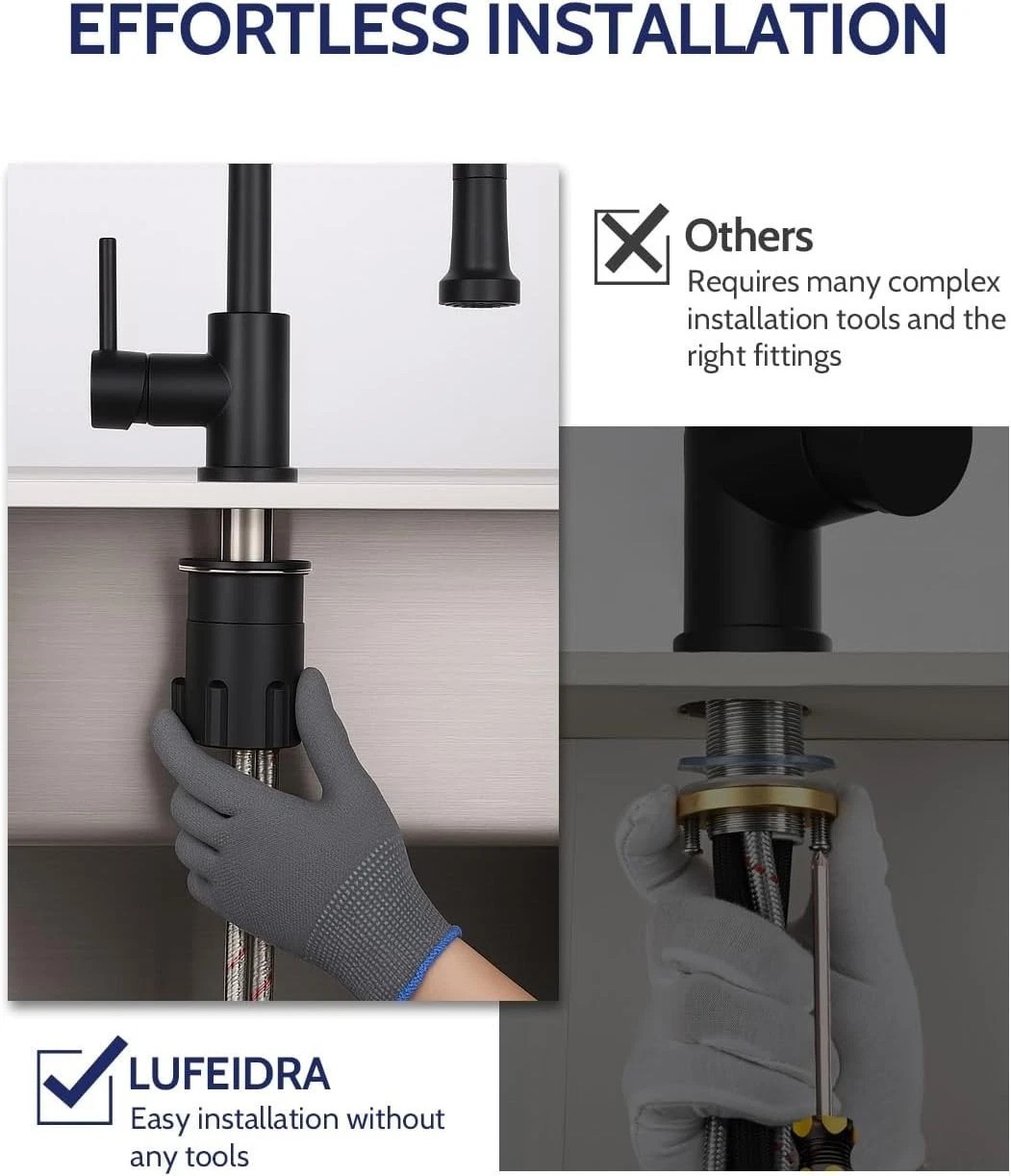 Black Kitchen Faucet with Pull Down Sprayer, High Arc Spring 304 Stainless St...