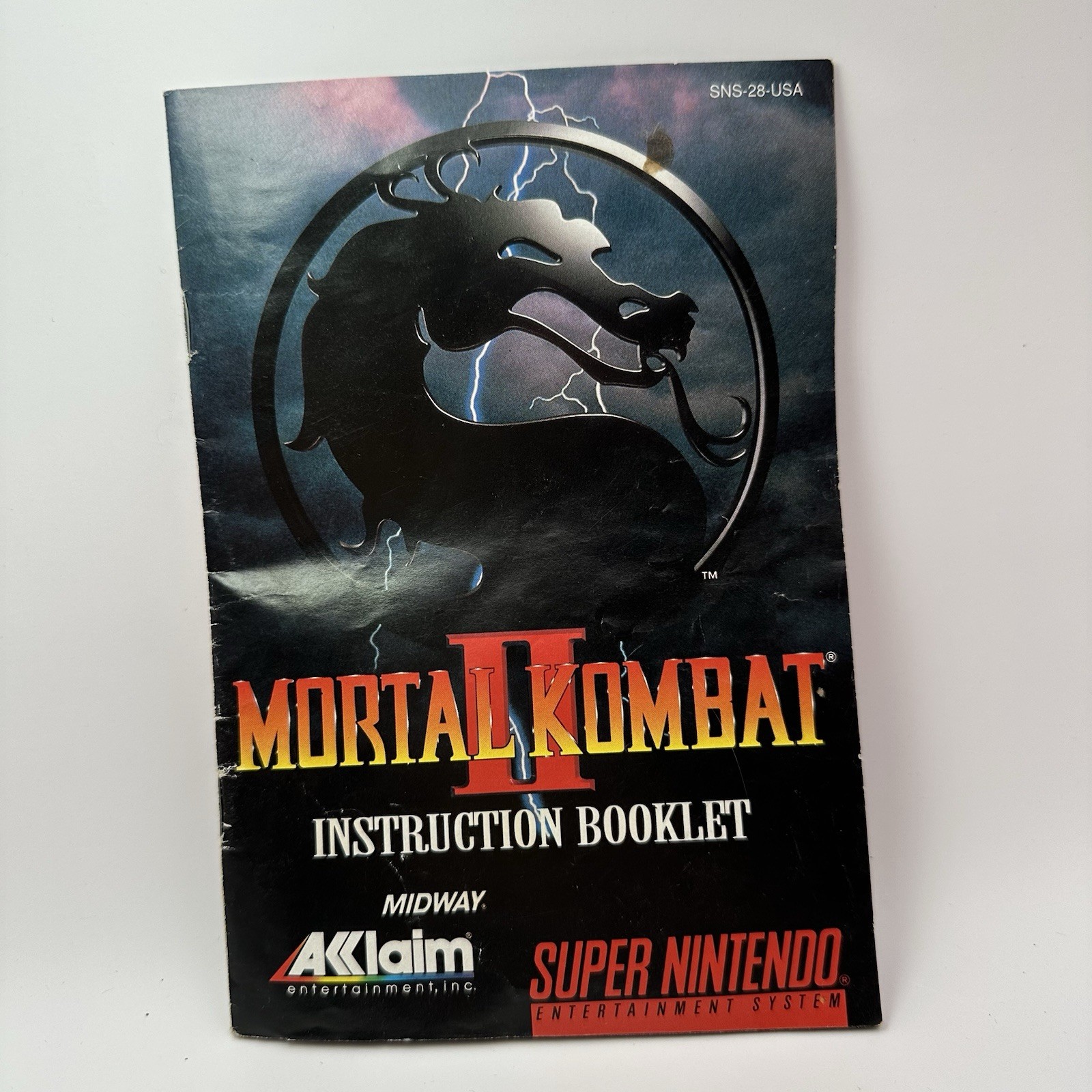 Mortal Combat II Super Ninetendo Instruction Booklet ONLY