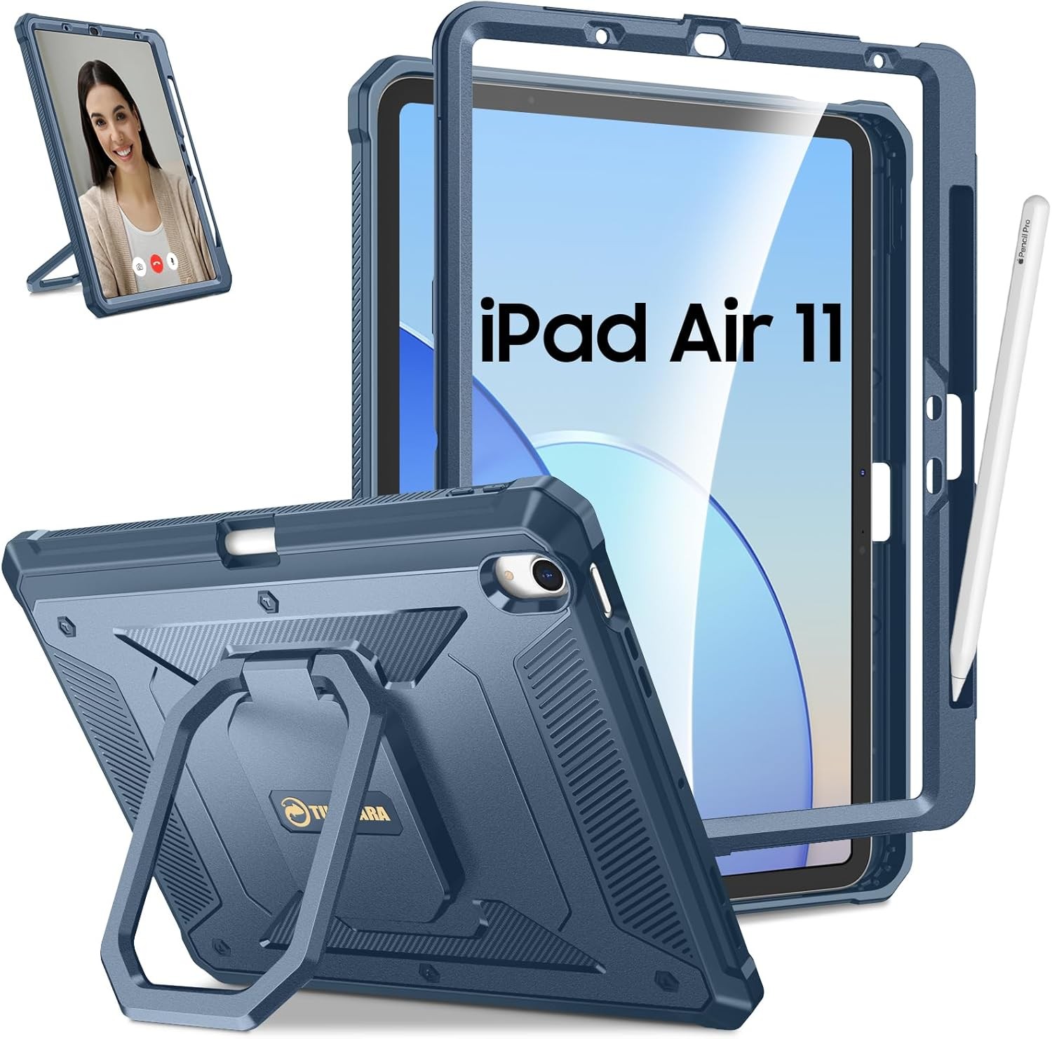 Rugged Case for iPad Air 11-inch M4/M3/M2 (2026/2025/2024) Rotating Stand Cover