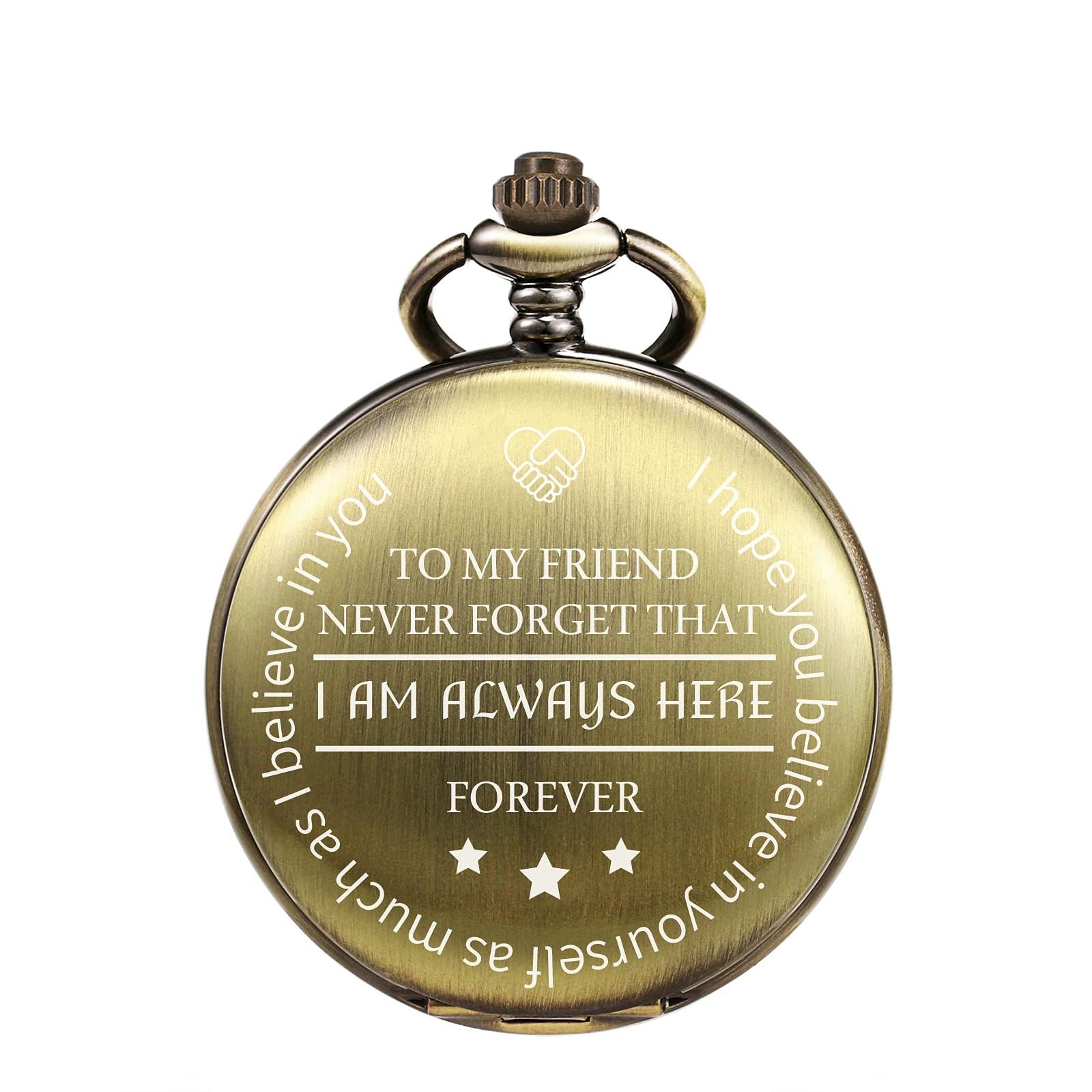 TREEWETO to My Friend Engraved Bronze Pocket Watch